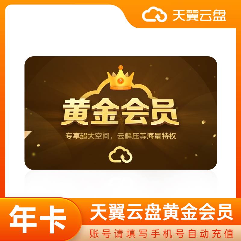 【白名单】天翼云盘黄金会员『12个月』丨限价96