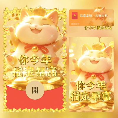 【卡密兑换】微信红包封面『暴富招财猫/long 』官方卡密丨端内兑换丨24小时自助提卡！ - ¥1.30