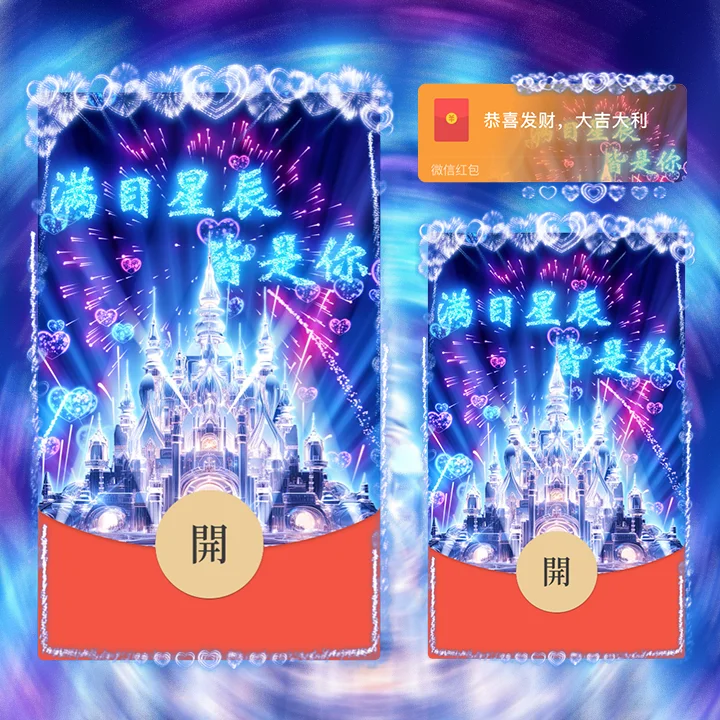 微信红包封面 |『梦幻爱恋水晶烟花』